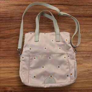 Campsite Pink Daisy Floral Print Tote Bag Purse‎ Crossbody Handbag